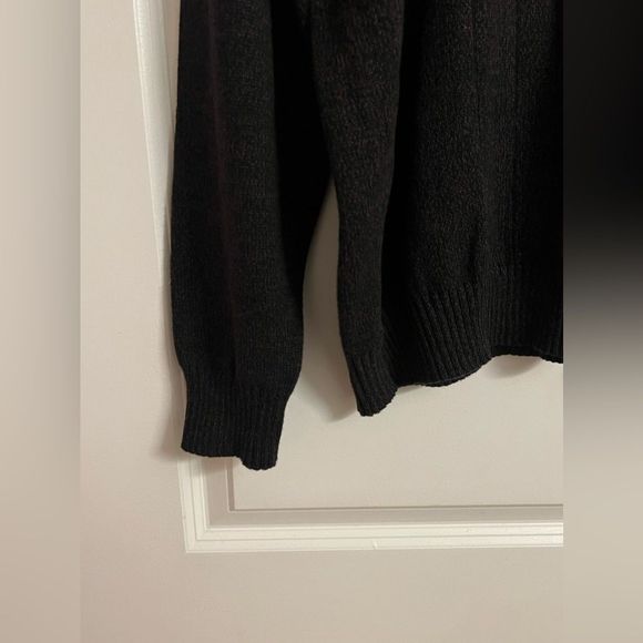 Oscar DeLa Renta 1/4Zip Dark Brown Mock Neck Ribbed Sherpa Lined Neck Sweater XL - Picture 15 of 16